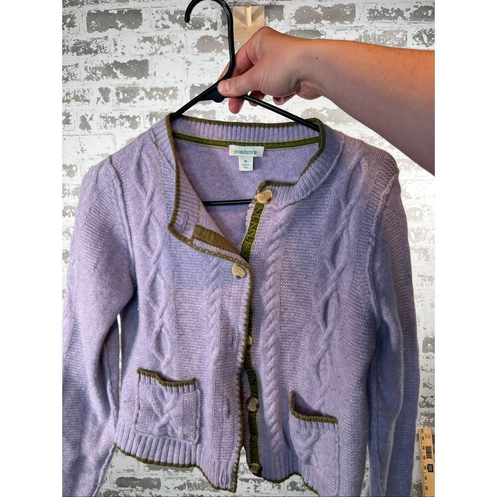 Sundance | women wool purple button down cardigan sweater